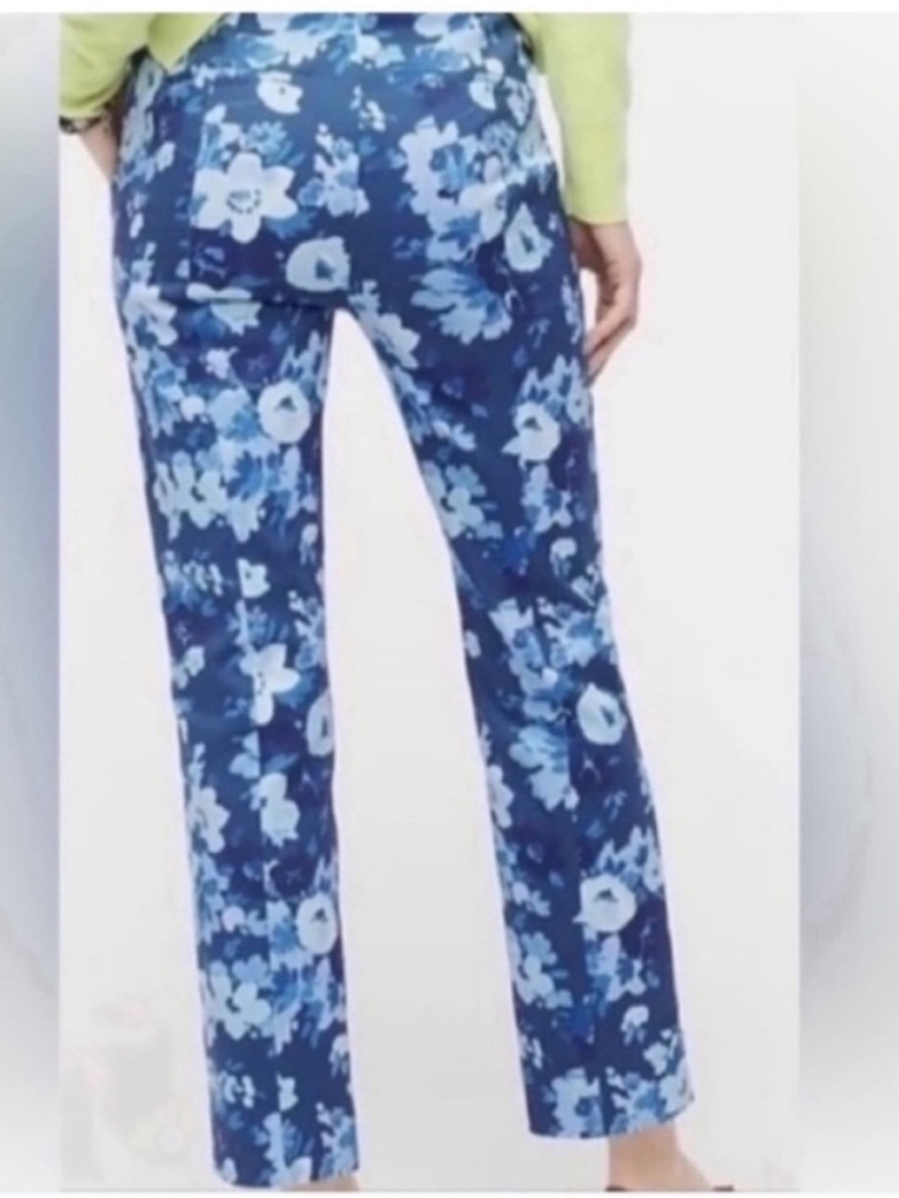 J Crew NEW Ankle Cropped High Waisted Pants Blue Floral Womens Size 8 Petite - Picture 2 of 9